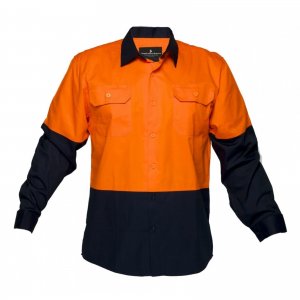 Long Sleeves Work Out Shirt Orange Navy